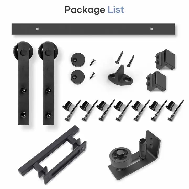 EaseLife 9 FT Sliding Barn Door Track and Handle Hardware Kit,Heavy Duty,Straight Pulley,Slide Smoothly Quietly,Easy Install (9FT Track Kit for 52"~54" Wide Single Door) - size: 9FT-Single Door Kit