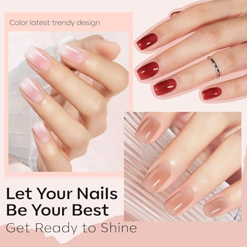 modelones Jelly Nail Polish, 6 Colors Quick Dry Nude Pink Nail Polish Set - color: A0 Jelly Pink