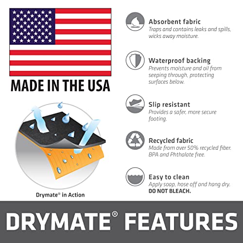 Drymate XL Oil Spill Mat (36" x 59") (12-Pack), Premium Absorbent Oil Pad, Reusable, Washable, Durable, Waterproof Backing Contains Liquids, Protects Garage Floor Surface (USA Made) - size: 36" x 59" (12-Pack)