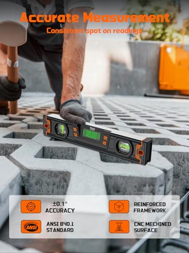 Mecurate 10-Inch Portable Digital Level, Electronic Angle Finder, ±0.1° - size: 10-Inch Digital Level
