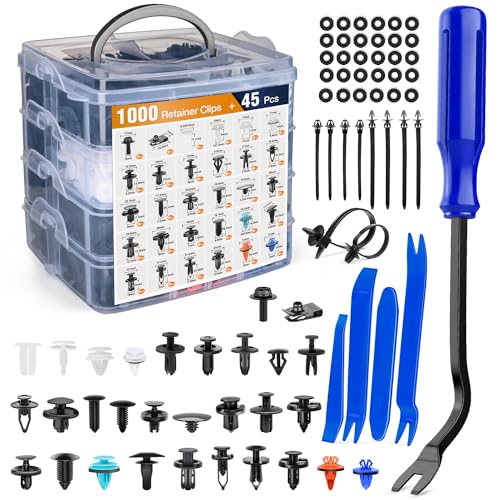 GOOACC 1045Pcs Car Push Retainer Clips & Auto Fasteners Assortment - color: 1000Pcs Clips + 45 Remover
