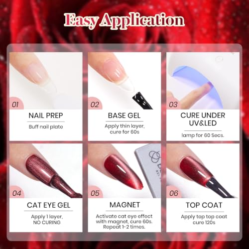 Beetles Red Gel Nail Polish Set, Jelly Glitter Cat Eye Solid Color | 20 Colors Shimmer Magnetic Nail Gel Kit with Base Coat Top Coat Matte Top Coat, LED UV Light Cure Soak Off Nail Art Manicure - color: A-Mixed Finishes | Burgundy Dream