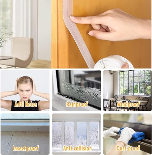49.2 Ft Weather Stripping Door Seal Strip Tape,Silicone Door Draft Stopper,Self Adhesive Shower Door Bottom Seal, Door Insulation Strip for Door Frame Windows and Glass Gaps (Transparent, 35mm) - size: 1.4 in x 49.2 ft