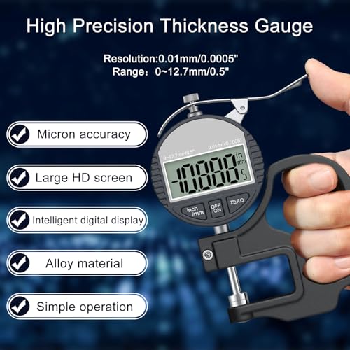 Digital Thickness Gauge 0-12.7mm/0.5" | 0.01mm/0.0005" - size: 0-0.5"/0.0005"