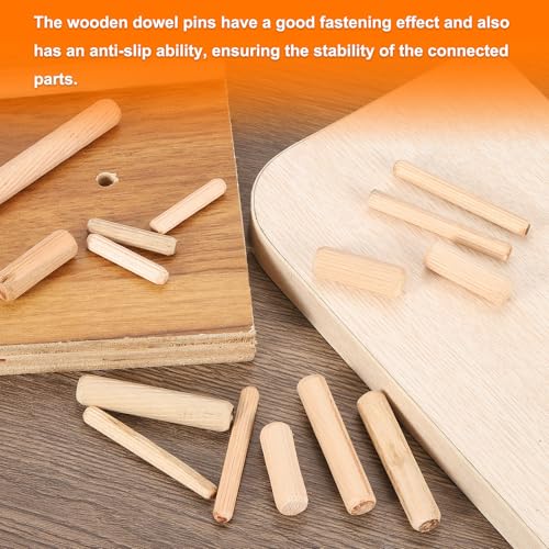 uxcell 100Pcs 3/16" x1-3/8 Wooden Dowel Pins,Grooved Fluted Pin - size: 3/16" x 1-3/8"