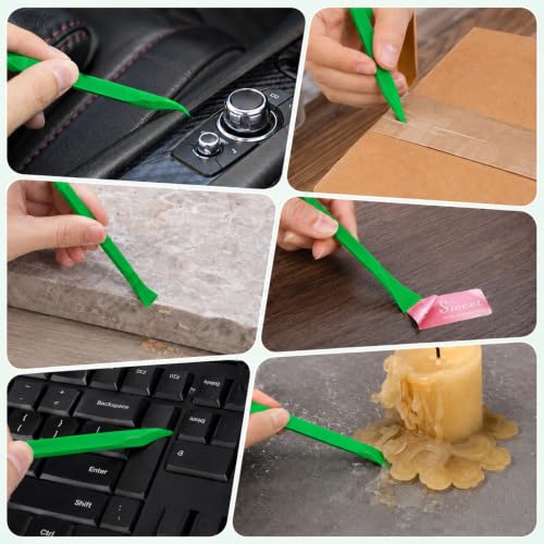 Crevice Cleaning Tool, 9 PCS Carbon Fiber Plastic Scraper Tool Set for Car Detailing - color: Green