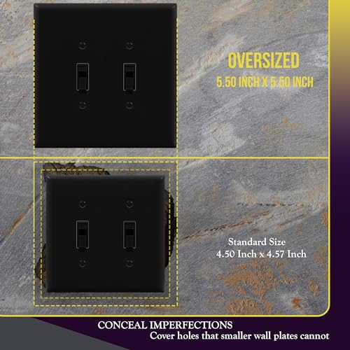 ENERLITES Oversized Double Toggle Light Switch Cover Plate, 1 Pack, Black - color: Black, size: Over-Size