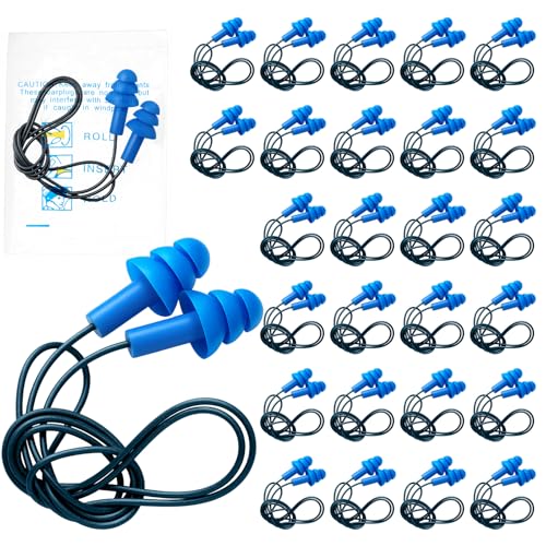 Blulu 500 Pair Metal Detectable TPR Corded Ear Plugs Bulk Blue Disposable Earplugs with Detectable String Noise Cancelling Sound Blocking for Food Services Industry Pharmaceutical Pulp and Paper