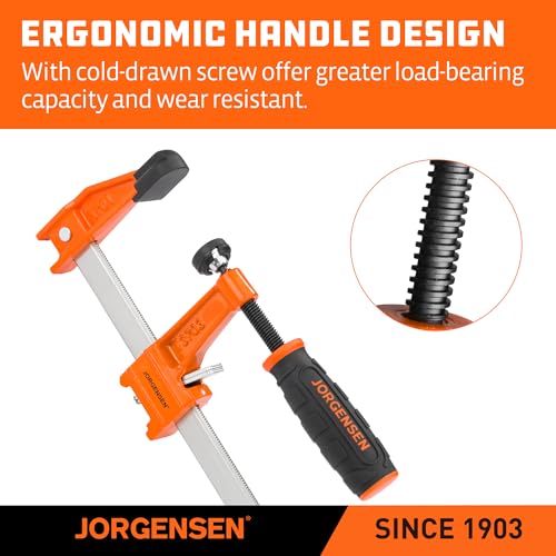 JORGENSEN 4-Pack Steel 600LBS Bar Clamps Set, 6" (2) & 12" (2) F-Clamps