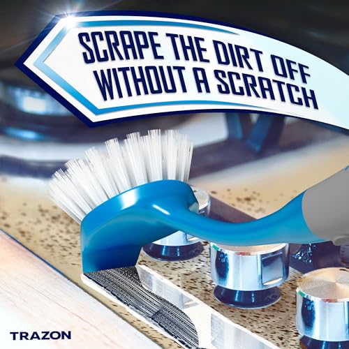 Dish Brush Set of 4 - Kitchen Scrub Brushes with Non-Slip Long Handle for Cleaning, Scrubber, Dishwashing, Dishes, Bottles, Straws, Cups, Pots & Sink, Blue - color: Blue