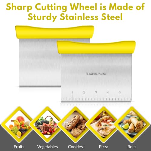 Multi-Purpose Stainless Steel Bench Scraper Dough Blender & Pastry Cutter - color: Yellow