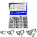 newlng M3 M4 M5 M6 Bolts and Nuts Flat and Lock Washers Assortment Kit 520 PCS Metric 304 Stainless Steel Hex Head Cap Screws Bolts and Nuts Assortment Set Fasteners Bolts Kit with Combination Box - size: F-M3456