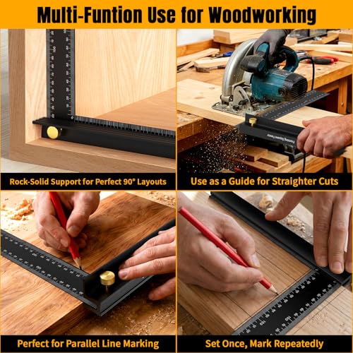 Removable Carpenter Framing Square Fence, 7-7/8 Inch Heavy Duty Aluminum Framing Square Fence for Woodworking, Precision Marking Square for Wood Framing, Lightweight & Easy to Use