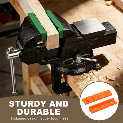 HARFINGTON 2 Set Vise Jaw Pads 5" Rubber V-Shape Magnetic Vise Soft Jaws Standard Anti-Scratches Vice Covers Tools for DIY Making Woodworking Clamping Plumbing, Orange - size: 5"