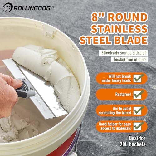ROLLINGDOG 8 Inch Drywall Bucket Scoop Stainless Steel - color: 8 Inch