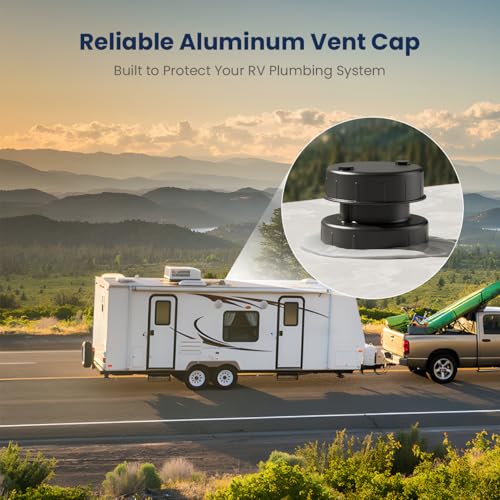 Safoner Aluminum RV Plumbing Vent Cap, Roof Sewer Vent Replacement - color: Black