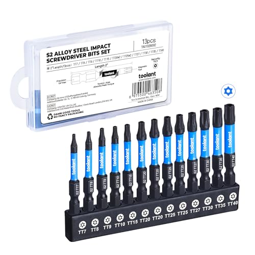 toolant 13PCS 2" Impact Torx Bit Set TT7-TT40 S2 Steel Security Torx - size: 2"*13pcs