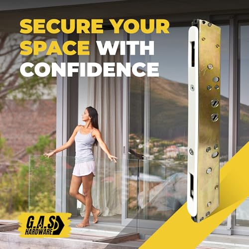 10" Sliding Patio Glass Door Two Point Mortise Lock, 9-7/8" Hole Spacing, Compatible with Either Center or Offset Latch Position