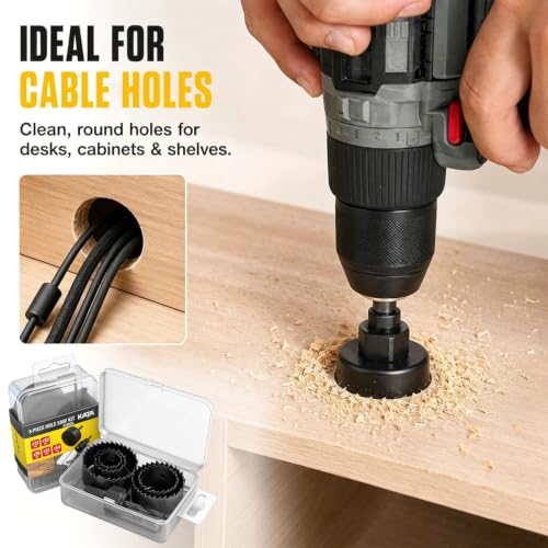 KATA 8PCS Hole Saw Kit 1" to 2-1/8" for Wood, Drywall, PVC, Plastic in Case - color: 8 PCS-Black