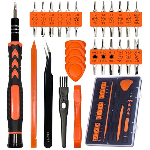 45PCS Precision Screwdriver Set With Case, Flathead Phillips Pentalobe Torx Star Small Repair Tool Kit for PC, Laptop, Tablet, Phone, PS5, XBox, Switch, Glasses, Ring Doorbell