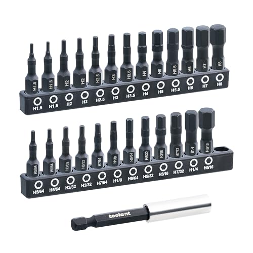 toolant 26-Piece Metric & SAE Hex Bit Set with Quick-Change Holder - size: Metric&SAE(26pcs)