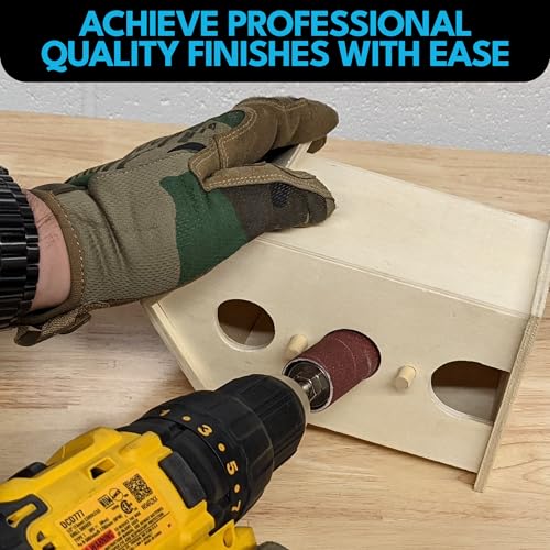 LINE10 Tools 28pk Sanding Drum and Sleeves Set, Spindle Sander Attachment for Drill and Drill-Press, Die-Grinder, 2-inch Extra Long Surface, 1/4-inch Shank 60, 80, 120 and 240 Grit