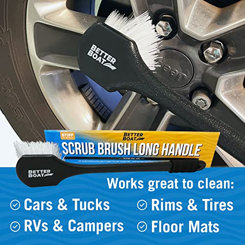 Stiff Hand Scrub Brush, Large Handle Heavy Duty Tire and Wheel Cleaning - style: Long Handle