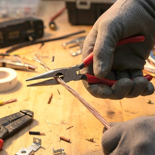 QWORK Long Nose Pliers 8 Inch, Precision Cutting and Gripping Tool for Electricians Mechanics and DIY, Needle Nose Plier for Home and Workshop