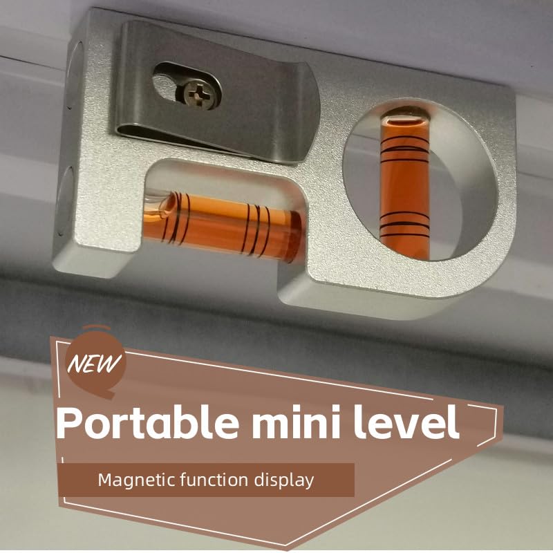 Solid aluminum alloy Mini level ruler portable mini level bubble meter with magnetic function TV stand installation (Silver Red) - color: Silver Red