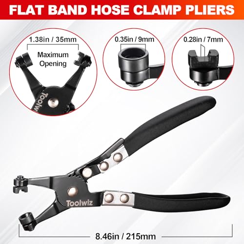 Toolwiz Hose Clamp Pliers Set, 4 Pcs Coolant Radiator Spring Clamp Pliers - size: 4 pcs Hose Clamp Pliers Set