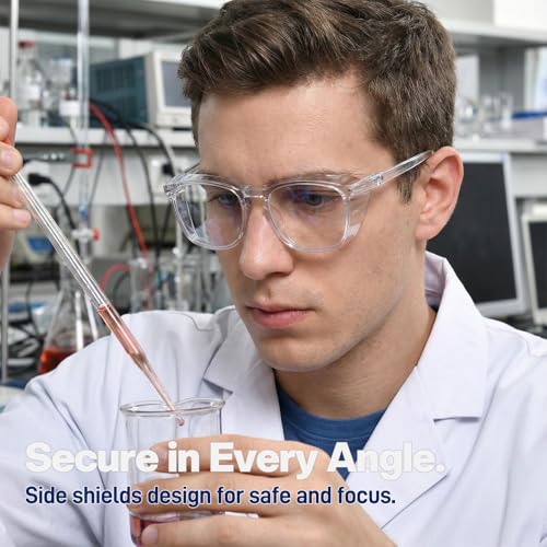 MORK&SUKY Safety Glasses, Stylish Goggles With No Fog Lense, Alternatives To Regular Protective Eyewear For Lab and Nursing. - color: Transparent