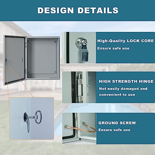 Waterproof Electrical Enclosure 24 x 24 x 12 inches, Outdoor Electrical Box Weatherproof, Electrical Junction Box with Reinforced Lock - size: 24 x 24 x 12''