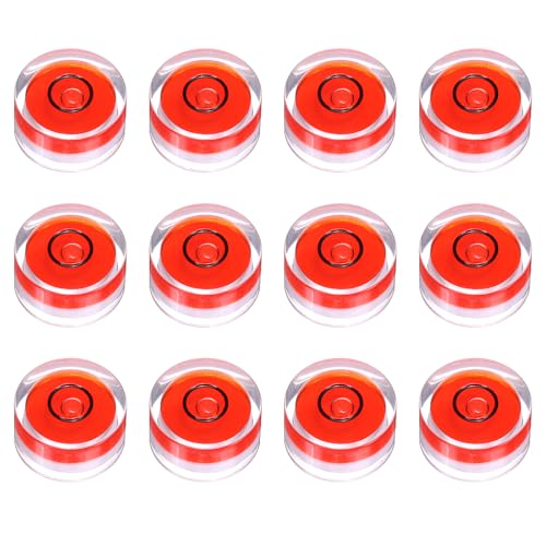 HARFINGTON 12pcs Small Circular Bubble Spirit Level 15x8mm,Red/Black - color: Red/Black, size: 15x8mm