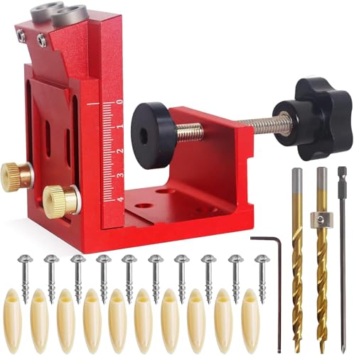 Pocket Hole Jig Set Woodworking Inclined Hole Positioner Pocket Dowel Hole Jig System Set Woodwork Guides Joint Carpentry Locator for Woodworking Angle Drilling Holes Carpenters