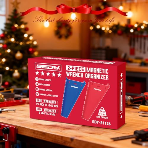 2-Pack Magnetic Wrench Organizer, 32-Slot Premium Wrench Rack Holder Tool Trays for Toolboxes Drawer Storage, SAE (1/4" - 1-1/16") & Metric (6mm - 24mm) - style: 32-Slot Standard / 2-Pack