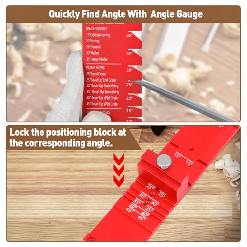 Chisel Sharpening Jig, Wood Honing Guide for Chisels and Planes Width 0.1" to 2.8" with Sharpening Angle Fixture, Angle Gauge from 10° to 45°(With 1 Sharpening Stone) - style: with 1 Sharpening Stone