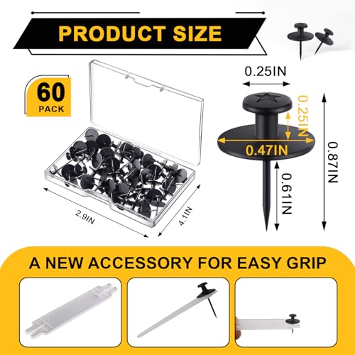 60 PCS Double-Headed Picture Hanging Nails Thumb Tacks for Wall Hangings,Heavy Duty Push Pins,Renter Friendly Wall Hooks Decor Small Picture Frame Hangers for Drywall Cork Board Pictures Tapestry&Art