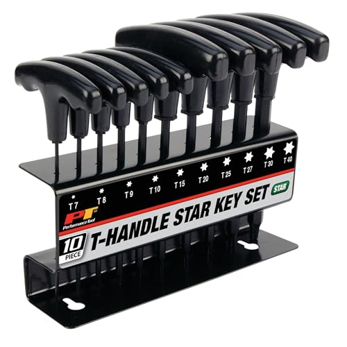 Performance Tool W80276 10-Piece Star T-Handle Allen Wrench Set, Long Arm Hex Key Wrench Set - size: 10 Pieces, style: 10pc Star T-Handle Hex Key Set