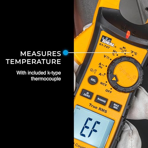 Ideal Electrical TightSight Clamp Meter, 61-747, 400A AC/DC True RMS