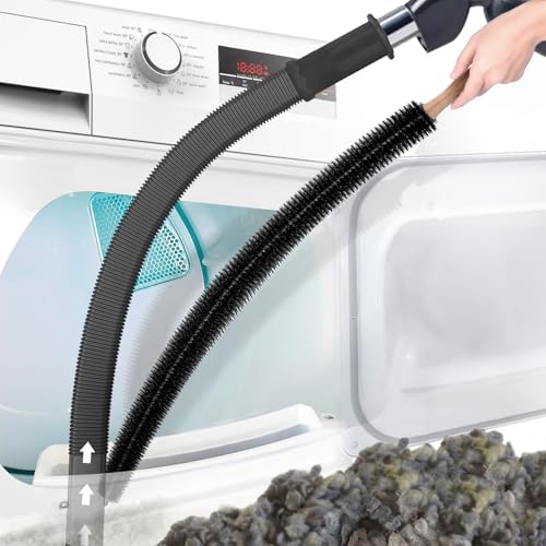 PetOde 2Pcs Dryer Vent Cleaner Kit Universal Vacuum Hose Attachment & Brush - color: Black