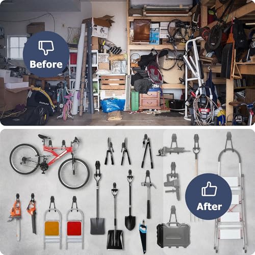 KOFANI Steel Garage Storage Hooks-16 Pack Black Heavy Duty Wall Mount Hooks - color: Black, size: 16 Pack