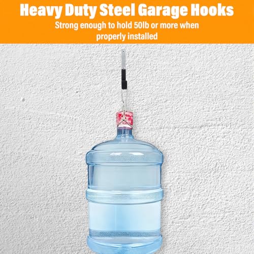 4 Pcs Heavy Duty Garage Hooks, Stainless Steel Wall Mount Utility Hooks Storage Tool Holder Hanger Organizer for Garden Hose, Ladder, Bike
