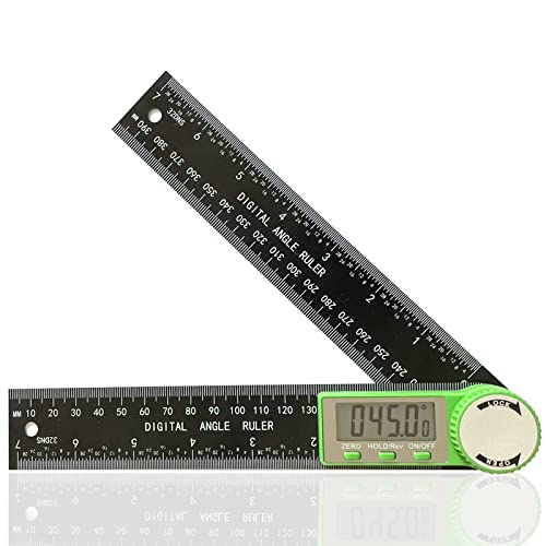 Digital Angle Finder Protractor, 2-in-1 Miter Saw, 7 Inch/200mm ABS Ruler, High Accuracy Measuring Tool for Woodworking, Metalworking, Carpenter, Construction - color: Green