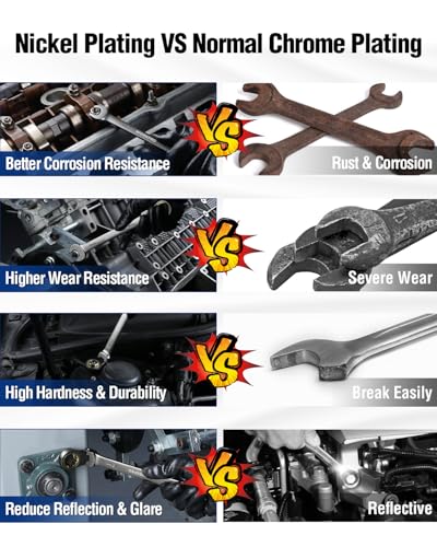 WORKPRO 8 mm Flex-Head Ratcheting Combination Wrench, Nickel Plating - size: 8 mm, style: Nickel Plating