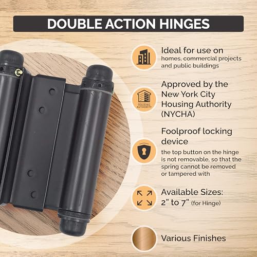 Self Closing Double Action Spring Door Hinge Saloon Matte Black 6 Inch - color: Matte Black, size: 6 Inch