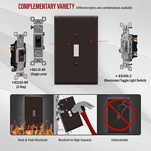 ENERLITES Oversized Toggle Light Switch Cover, Jumbo Plate, 1 Pack, Brown - color: Brown, size: Over-Size