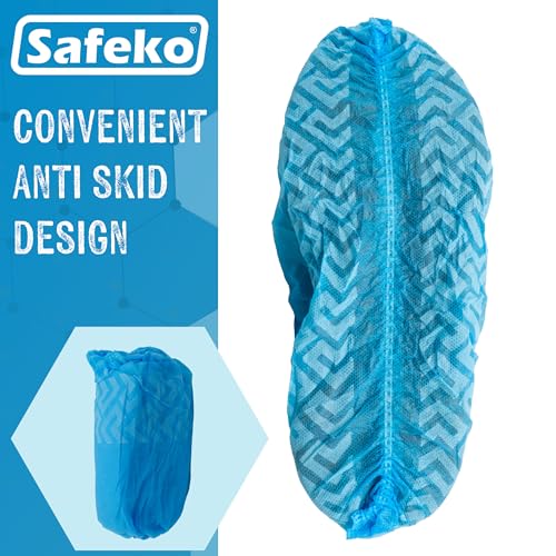 Premium Disposable Boot & Shoe Covers Booties, Durable, Non-Slip, Non-Toxic, Recyclable Protectors, Fits Most Shoes - Blue - Pack of 100 (50 Pairs) - style: Blue Bag of 100