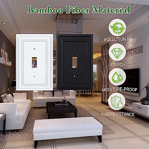 Matte Black Decorative Outlet Covers Wall Plates, Bamboo Fiber Light Switch Covers, Natural Material Electric Receptacle Switch Plate Outlet Cover of various styles (1 Gang Toggle 4 Pack) - size: 1 Gang Toggle 4 Pack