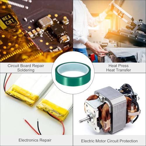 uxcell Green Heat Tape, 1 Roll 25mmx33m 108ft High Temperature Heat Resistant Tape for Sublimation,Heat Vinyl Press,Heat Transfer, Circuit Board, No Residue - color: Green, size: 25mmx33m