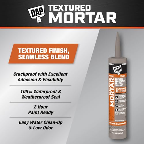 DAP Textured Mortar Premium Elastomeric Latex Filler & Sealant, Gray, 10.1 Oz (7079810082) - size: 10.1 Oz